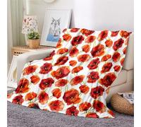 3D Red Poppy Throw Blanket, Warm Fluffy Flannel Fleece Blanket Soft Red Flower Blankets, for Bed and Sofa and Couch and Kids Adults 180x200 cm L2945