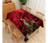 3D Red Rose Tablecloth 130x160cm, Polyester Dining Cover