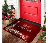 3D Red Simple Starlight Christmas Tree Floor Mat Entrance Welcome Doormat Bedside Balcony Hallway Christmas Decor Carpet-50x80cm