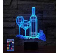 3D Red Wine Cup Night Light Lamp 7/6 Color Change LED Lamp USB Powered Remote Control Table Gift Kids Toys Decor Decorations Christmas Valentines Gift Birthday Gift