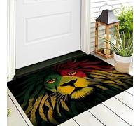 3D Red Yellow Colorful Lion Doormat Flat Non-Slip Carpet Welcome Mat Indoor Outdoor Personality Animal Rug Foot Pad For Front Door Bedroom Living Room Decoration,70X100Cm