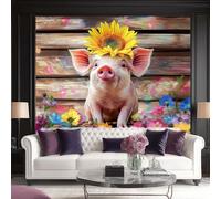 3D Relief Cute Pig Wallpaper, 200 x 140(WxH) Multicolor Textured Wall Paper Roll for Bedroom & Hallway, Professional Grade Feature Wall Decor, Effortless Style Transformation