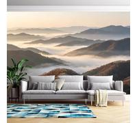3D Relief Flower Wallpaper Mural Mountain Clouds Wall Mural | 500Cm(W) X350Cm(H) Modern Faux Embossed Wall Stickers for Bedroom Living Room-Non-Woven-Not Peel and Stick Mountain Clouds 500Cm(