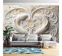 3D Relief Pisces Fish Peel and Stick Wallpaper 320Cmx600Cm(Hxw) Modern Art Embossed Wallpaper Non-Woven Waterproof Removable Stick On Contact Paper for Bedroom Living Room Pisces Fish 320Cmx600Cm(Hx