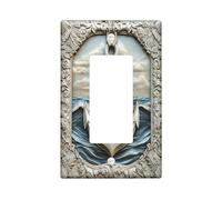 3D Relief Style Nautical Anchor Decorative Switch Cover Plate 1 Gang Single Rocker, Beach Coastal Electrical Faceplate for Bedroom Bathroom Decor, Ocean Sea Standard Size Switchplate