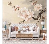 3D Relief Wall Mural Peach Blossoms Peel and Stick Wallpaper 500Cmx280Cm(Hxw) Embossed Mural Wallpaper Non-Woven Modern Art Waterproof Removable Stick On Contact Paper for Bedroom Living Room Peach