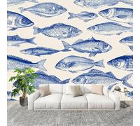 3D Removable Poster Photo Wallpaper 200x140 cm Ocean-Themed Fish Premium Non-Woven Artr Wall Covering Mural White for Living Room Home Bedroom Kitchen wall Decoration Wallpaper