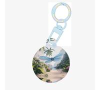 3D Rendering of Tropical Landscapes Pet ID Tag Dog Cat Tags Personalized Fashionable, Round Many Colors, Acrylic Material, for Small & Large Pets Sky Blue Medium