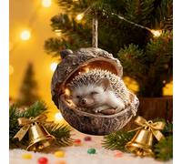 3D Resin Forest Animal Acorn Christmas Ornaments for the Home, Cozy Forest Crafts Lovely Sleeping Animal Hanging Xmas Tree Decorations Rustic Natural Christmas Themed Gifts Home Decor (Hedgehog)