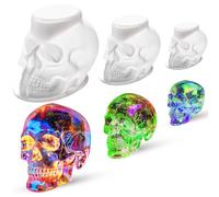 3D Resin Skull Molds, Flexible Clear Silicone Skull Head Molds - 3 Pack for Candle Making, Home Decor & Halloween Decoration