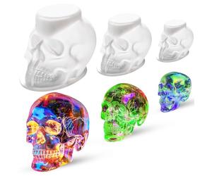 3D Resin Skull Molds, Flexible Clear Silicone Skull Head Molds - 3 Pack for Candle Making, Home Decor & Halloween Decoration