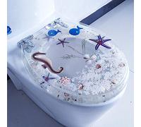 3D Resin Toilet Seat Cover with Real Flowers Seashells and Sands Slow Close Lid for U/V/O Type Toilets Heavy Duty with Top Fix Fittings and Soft Close Feature