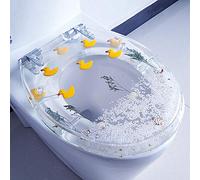 3D Resin Toilet Seat Cover with Real Flowers Seashells and Sands Slow Close Lid for U/V/O Type Toilets Heavy Duty with Top Fix Fittings and Soft Close Feature