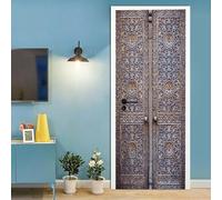 3D Retro Iron Gate Door Wall Sticker Self Adhesive Door Sticker Poster Wallpaper Mural Art Photo 100 X 215 Cm for Living Room Bedroom Bathroom Kitchen Office PVC Removable Door Decoration-5638808152