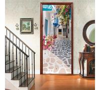 3D Road Flower Landscape 80 X 200 Cm Door Sticker Peel and Stick Self-Adhesive Door Wraps Murals Wallpaper Waterproof PVC Door Decal for Bedroom Decoration Children's Room Boy Girl Room Do-4818718969