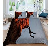 3D Rock Climbing Single Duvet Cover Set, Soft Microfibre Extreme Sport Bedding Set, Rock Climbing Quilt Cover 135x200 cm and 2 Pillowcases SS1184