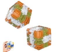 3D Rolling Ball Maze Cube, 2-in-1 Twist & Roll Brain Teaser Education Sensory Toys, Helps Relieve Stress and Cultivate Logical Thinking, Learning Gifts for 5 6 7 8 9+ Years(Orange-2pcs)