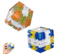 3D Rolling Ball Maze Cube, 2-in-1 Twist & Roll Brain Teaser Education Sensory Toys, Helps Relieve Stress and Cultivate Logical Thinking, Learning Gifts for 5 6 7 8 9+ Years(Set)