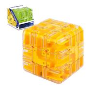 3D Rolling Ball Maze Cube, 3D Maze Cube for Play Learning And Stress Relief, Puzzle for Adults And Kids (Yellow)
