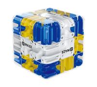 3D Rolling Ball Maze Cube, 3x3 Rotating Puzzle Game for Adults & Kids, Educational Logic Thinking Training Toy, Fidget Stress Relief Desk Toy with Smooth Bearing (Blue&White)