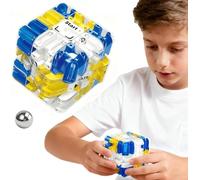 3D Rolling Ball Maze Cube, Large Labyrinth 3D Puzzle Cube, 2025 New upgrade 3x3 Marble Labyrinth for Focus Training, Logic Development, Creative Thinking and Stress Relief (A)