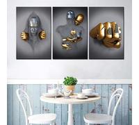 3D Romantic Lover Sculpture Poster Metal Figure Statue Art Love Heart Kiss Pictures Wall Art, Black African Woman Wall Painting, Without Frame (Poster 02, 3 Pieces - 60 x 90 cm)