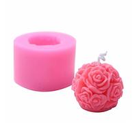 3D Rose Ball Candle Mold - MoldFun Rose Flower Silicone Mould for Fondant, Mini Handmade Soap, Lotion Bar, Wax Crayon, Plaster (Random Color)
