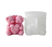 3D Rose Bear Silicone Molds Candle Making Molds Mother's Day Silicone Molds Resin Bear Silicone Mold for Women Gifts,Birthday/Wedding/Mother/Father Gift,and Window Display