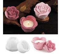 3D Rose Box Mold with Lid Flower Shape Jar Silicone Molds DIY Candle Mold Jewellery Organizer Casting Mould Epoxy Resin Crafts Mold for Ring Candy Storage Candle Holder Valentine Home Decor