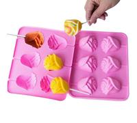 3D Rose Flower Lollipop Molds for Valentine's Day, 6 Cavity Rose Sucker Mold Silicone LollyPop Tray Chocolate Candy Molds with 6 Sticks for Hard Candy Cupcake Decor Jelly Soap Make (2Pcs)