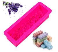 3D Rose Loaf Silicone Mould 20oz Rectangular Flower Soap Moulds Embossed Casting Mould for Handmade Soap Candle Fondant Chocolate 25x8.7x5.5cm(Rose Red)