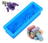 3D Rose Loaf Silicone Mould 20oz Rectangular Flower Soap Moulds Embossed Casting Mould for Handmade Soap Candle Fondant Chocolate 25x8.7x5.5cm(Blue)