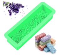 3D Rose Loaf Silicone Mould 20oz Rectangular Flower Soap Moulds Embossed Casting Mould for Handmade Soap Candle Fondant Chocolate 25x8.7x5.5cm(Green)