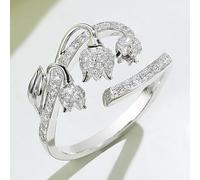 3D Rose Ring Cz Simulated Diamond Ring Three Rose Flowers Set with Multi Diamond Cubic Zircon Rosebud Stereo Open Zircon Ring