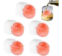 3D Rose Shape Ice Cube Mold,Food Grade Silicone Rose Ice Ball Maker,Rose Ice Cube Mold,Reusable Ice Cube Mold,Flower Silicone Mold for Fondant Cake and Icecubes,Party Goodies (5 pcs, S)