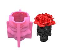 3D Rose Skull Silicone Mold Epoxy Resin Craft Plaster Pen Holder Baking Chocolate Epoxy Resin Casting for Making Halloween Decoration