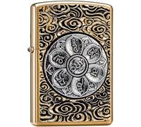 3D Rotatable Vintage Fidget Kerosene Lighter Windproof Wheel Grinding Lucky Retro Carving Fidget Lighter for Daily Gifts (C)