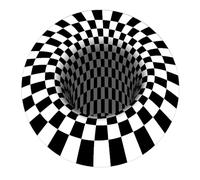 3D Round Carpet with Checkered Vortex Design, Crystal Velvet Rug, Machine Lock Edge, Plastic Bottom for Indoor and Use