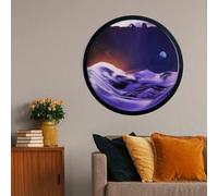 3D Round Glass Moving Sand Art Decor - Wall Mounted Rotate Sculpture for Home and Office - 360° Parallel Rotation