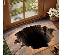 3D Rugs Illusion, Rug That Looks Like a Hole, Optical Illusion Door Mat with Anti-Slip Particles, Dog Gets Scared of 3D Hole Carpet, for Door Entrance, Bathroom, Stairs, Living Room (O)