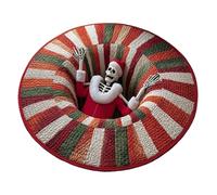 3D Rugs Optical Illusion, 3D Optical Christmas Mat - Round Quilted Holiday Bathroom Rug, For The Kitchen, Entrance Area, Indoor, Bathroom, Bedroom, Winter, Farmhouse
