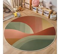 3D Sage Green Curved Stripes Carpet,Abstract Art Rug,Round Carpet Rug For Living Room Bedroom Decoration,Sofa Floor Mats Chair Mats Outdoor Doormat Kid Play Non-Slip Floor Mat,100Cm