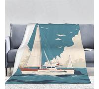 3D Sailboat Throw Blanket, Sea Voyage Soft Fleece Blanket Throws for Bed, Bedroom, Sofa, Couch, Yoga, Camping, Car and Outdoor Travel 150x200 cm