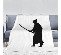 3D Samurai Throw Blanket, Japanese Style Soft Fleece Blanket Throws for Bed, Bedroom, Sofa, Couch, Yoga, Camping, Car and Outdoor Travel 130x150 cm