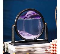 3D Sand Motion Art Frame with Dynamic Quicksand Painting for Stress Relief and Eye Relaxation, Decorative Sandscape for Home and Office Use (purple)