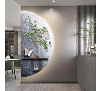 3D Sandstone Decor Wall Art Painting, Creative Wall Sculpture Mural with Vase, Decorative Painting with Artificial Plant, for Home, Restaurant, Hotel (Gray 40 * 80cm/15.7 * 31.5in)