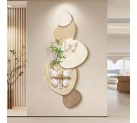 3D Sandstone Entryway Decor Art Painting, Modern Minimalist 3D Wall Art Decor, Frameless Hangings Mural with Vase and Artificial Plant, Wall Sculpture for Foyer, Corridor (Style 2 55x120cm/2