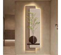 3D Sandstone Green Plan Wall Art Decor,Modern Art Mural Sculpture Plug-in Power with LED Light,Large Home Wall Nature Decoration,Three-layer Sandstone 3D Craft(A,40 * 120CM/15.7 * 47.2IN)