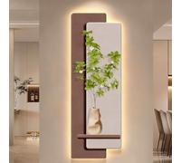 3D Sandstone Green Plan Wall Art Decor,Modern Art Mural Sculpture Plug-in Power with LED Light,Large Home Wall Nature Decoration,Three-layer Sandstone 3D Craft(D,40 * 120CM/15.7 * 47.2IN)