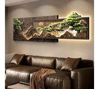 3D Sandstone Texture LED Wall Art Decor, Modern Decorative Landscape Wall Sculpture Painting for Living Room Bedroom Hallway Entrance
